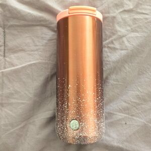 Starbucks Copper and Pink Tumbler with Splatters